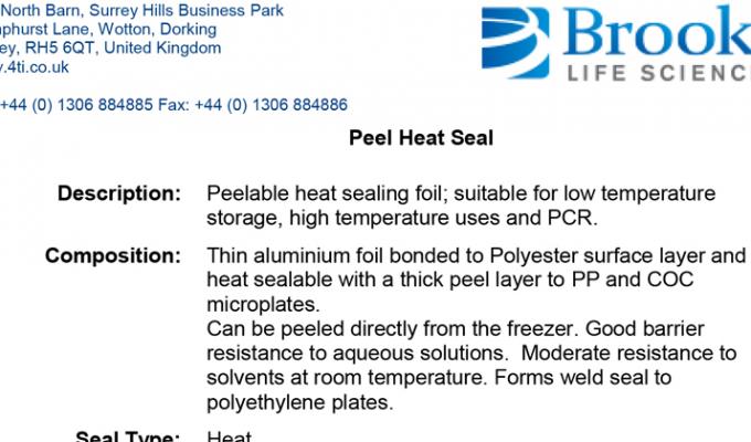 Peel Heat Seal and Random Access Peel Heat Seal Data Sheet