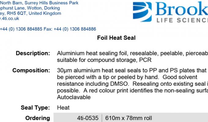 Foil Heat Seal Data Sheet