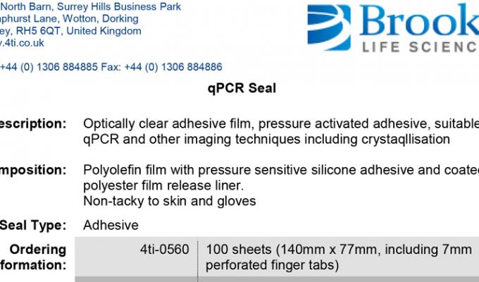 qPCR Seal Data Sheet