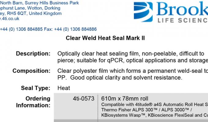 Clear Weld Heat Seal Mark 2 Data Sheet