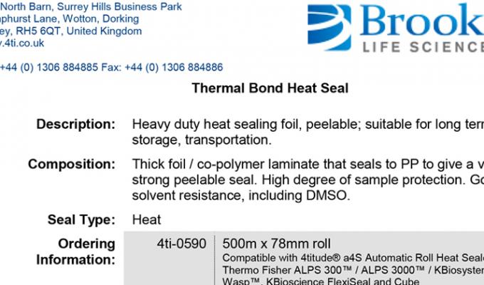 Thermal Bond Heat Seal Data Sheet