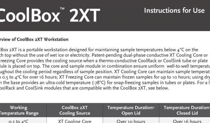 BioCision CoolBox 2XT Instructions for Use