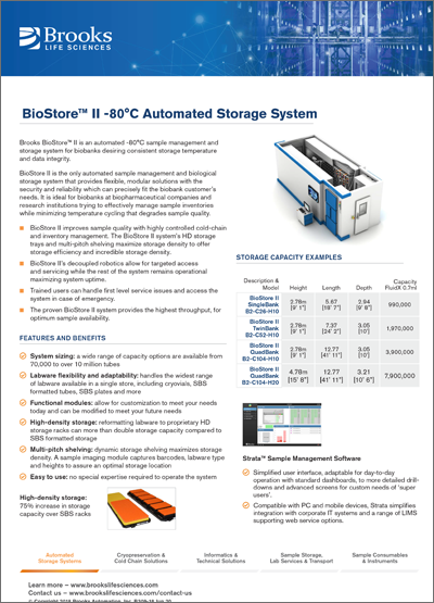 BioStore™ -80°C Automated Storage System Flyer