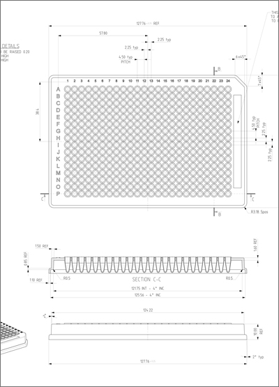 FrameStar 384 Well Skirted PCR Plate Technical Drawing