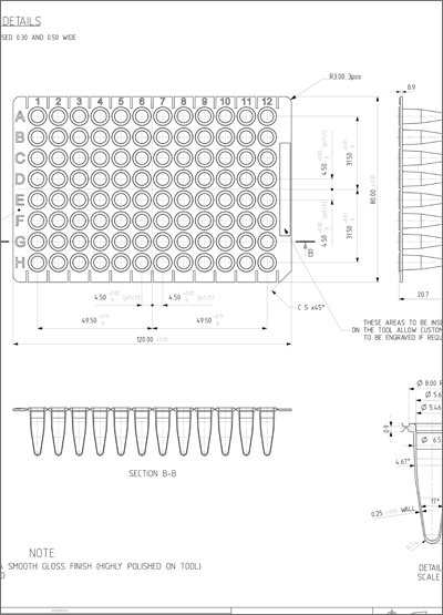 Tear-A-Way™ PCR Plate Technical Drawing