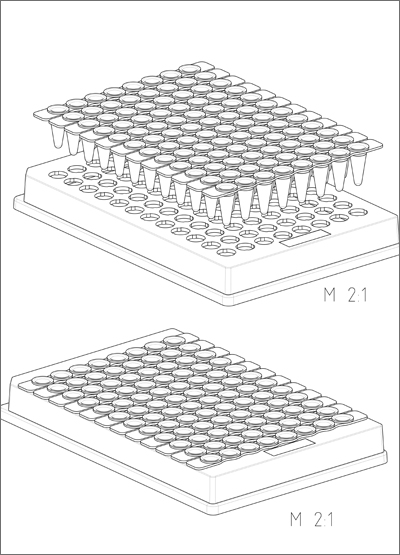 96 Well Skirted PCR Plate for Removable 8 Well Tube Strips Frame and Plate