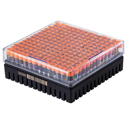 66-0196-02 | 14x14 Storage Cryo Rack, Standard Profile Lid | With Tubes & Lid