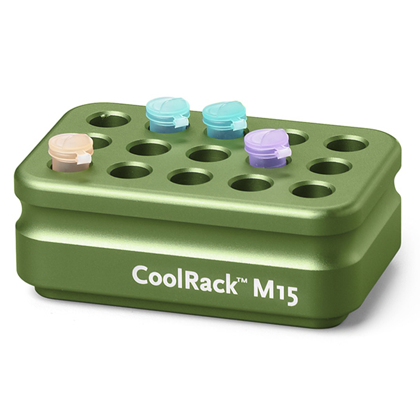 BCS-125G | CoolRack™ M15 Thermoconductive Tube Rack for 15 Microcentrifuge Tubes | With Tubes