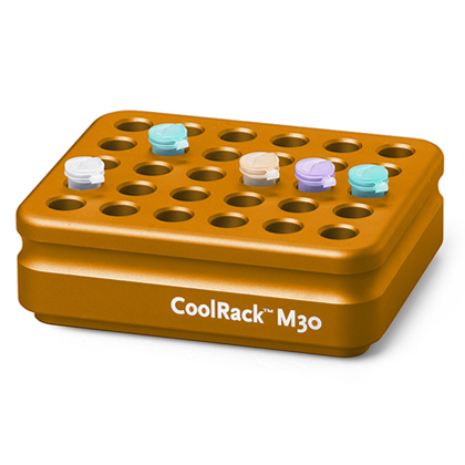BCS-108O | CoolRack™  M30 Thermoconductive Tube Rack for 30 Microcentrifuge Tubes | With Tubes