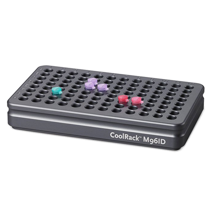 BCS-116 | CoolRack M96 ID Thermoconductive Tube Rack for 96 Microcentrifuge Tubes | With Tubes