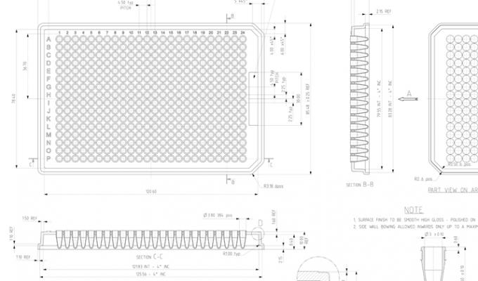 FrameStar® 384 Well Skirted PCR Plate, Roche Style Technical Drawing