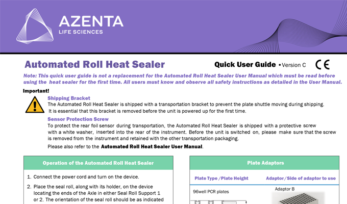 Automated Roll Heat Sealer Quick User Guide (EN)