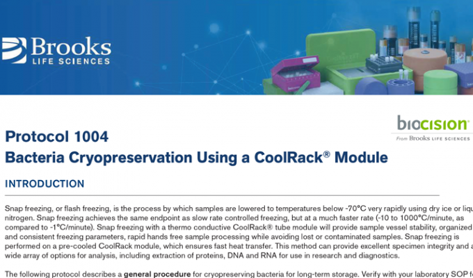 Bacteria Cryopreservation Using a Thermoconductive Rack