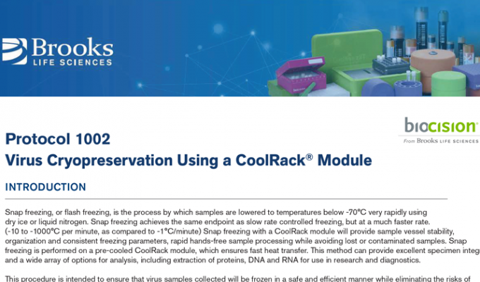 Virus Cryopreservation Using a CoolRack Module
