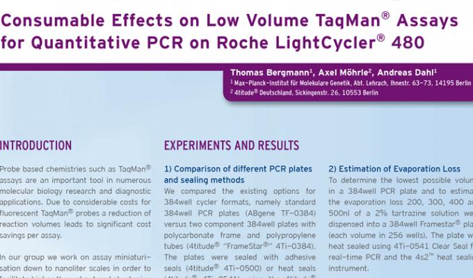 Consumable Effects on Low Volume TaqMan® Assays for Quantitative PCR on Roche LightCycler® 480