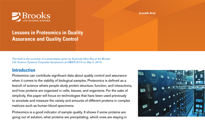 Lessons in Proteomics in Quality Assurance and Quality Control