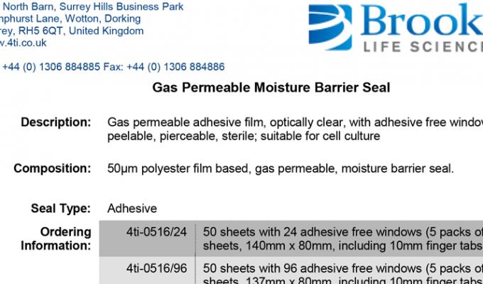 Moisture Barrier Seal Data Sheet