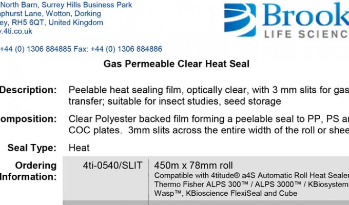Gas Permeable Clear Heat Seal