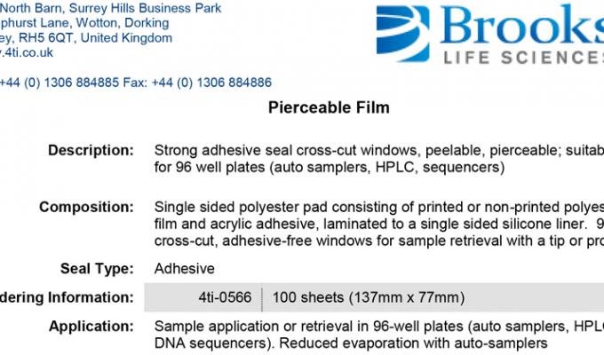 Pierceable Film Strong Adhesive, 96 Cross-Cut Windows
