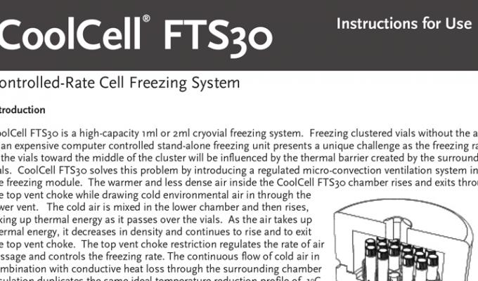 Alcohol-Free Cell Freezing Containers for 30 x 1mL or 2mL Cryo Tubes Instructions for Use