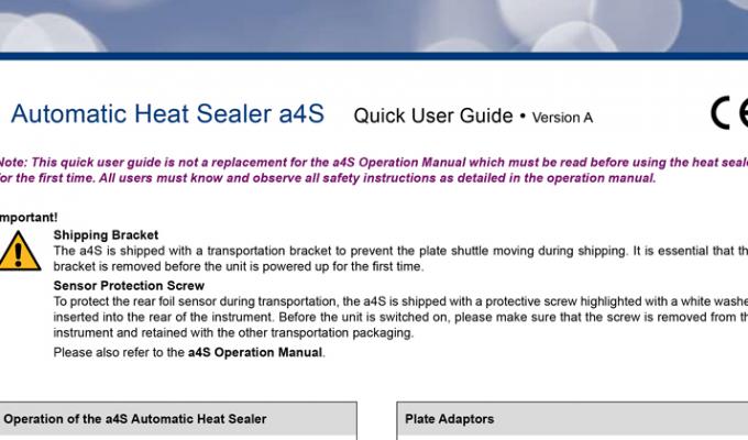 Automated Roll Heat Sealer for PCR Plates and Microplate Quick User Guide (EN)
