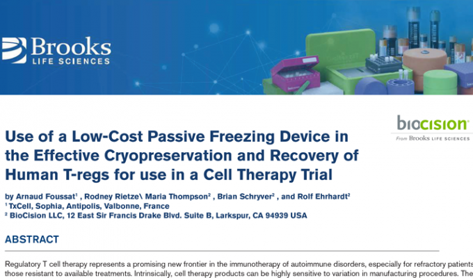 Use of a Low-Cost Passive Freezing Device in the Effective Cryopreservation and Recovery of Human T-regs for Use in a Cell Therapy Trial