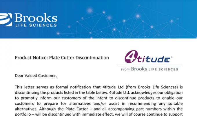 Plate Cutter Discontinuation