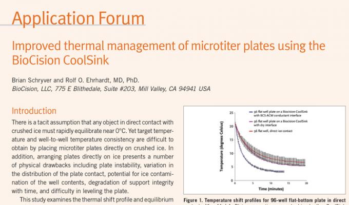 Improved Thermal Management of Microplates Using the BioCision Thermoconductive Sinks