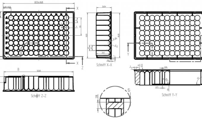 96 Round Deep Well Storage Microplate (1.2 ml) Technical Drawing