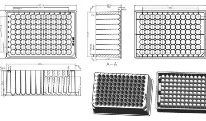 96 Round Deep Well Storage Microplate (2.0 ml) Technical Drawing