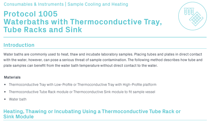 Water Baths with Thermoconductive Trays, Tube Racks and Sinks