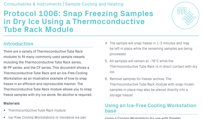 Snap Freezing Samples in Dry Ice Using a Thermoconductive Tube Rack