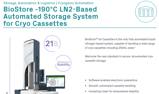 BioStore™ -190°C LN2-Based Automated Storage System for Cryo Cassettes Cassettes Flyer