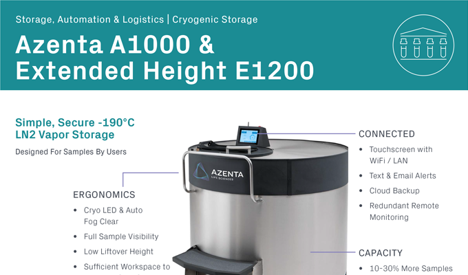 A1000 & E1200 High Efficiency Cryogenic Freezer Specifications