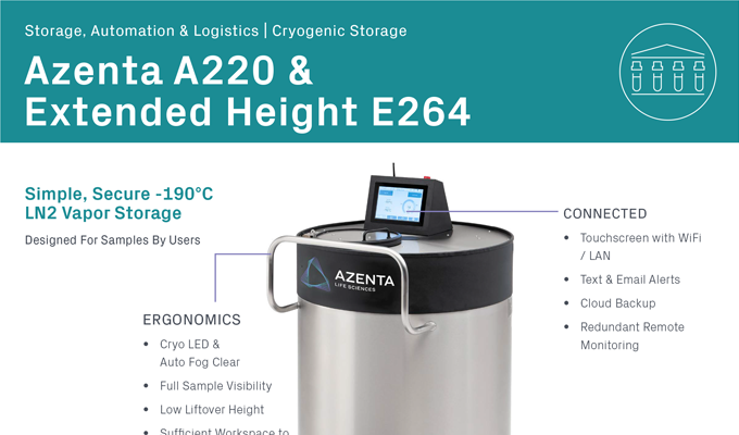 A220 & E264 High Efficiency Cryogenic Freezer Specifications