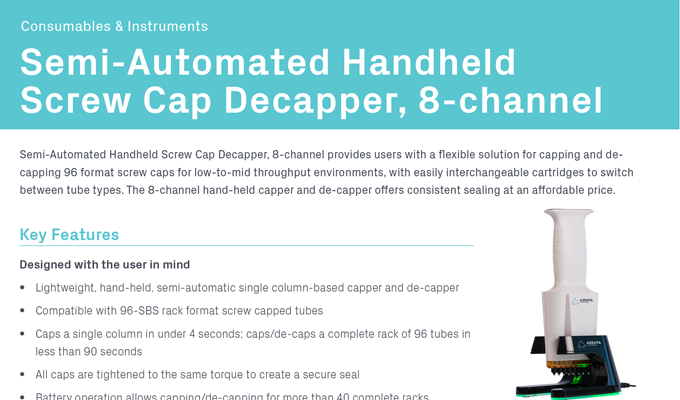 Semi-Automated Handheld Screw Cap Decapper Flyer