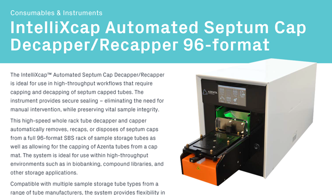 IntelliXcap™ Automated Septum Cap Decapper/Recapper 96-format Flyer