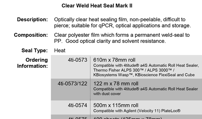 Clear Weld Heat Seal Data Sheet