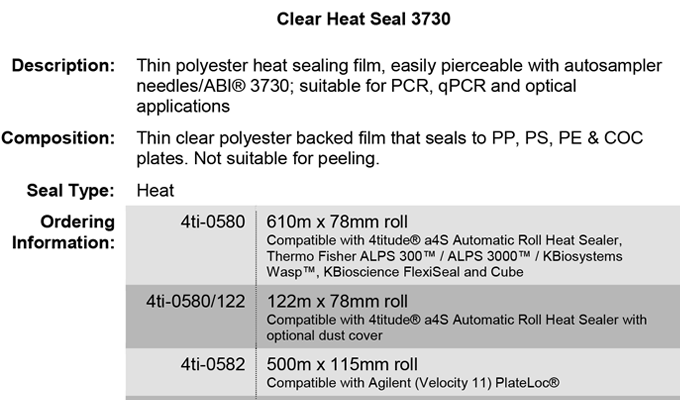 Clear Heat Seal Easily Pierceable Data Sheet