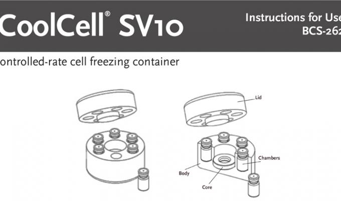 Alcohol-Free Cell Freezing Containers for 6  x 10ml Injectable Cell Therapy Ampules Instructions for Use