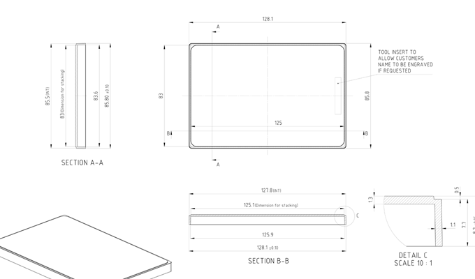Auto-Sealing PCR Plate Lid Technical Drawing