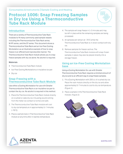 Snap Freezing Samples in Dry Ice Using a CoolRack™ Thermoconductive Tube Rack