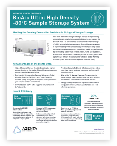 BioArc™ Ultra High Density -80°C Sample Storage System Flyer