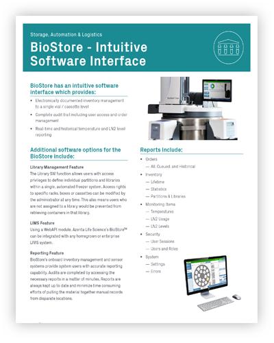 BioStore™ -190°C LN2-Based Automated Storage System - Intuitive Software Interface Flyer