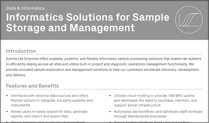 Informatics Solutions for Sample Storage and Management