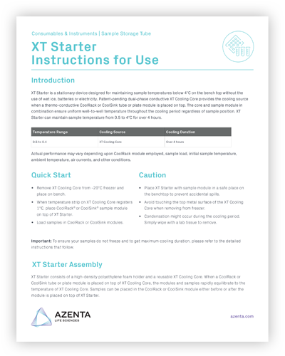 CoolBox XT Starter Cooling Workstation Open Platform, Single Capacity Instructions for Use