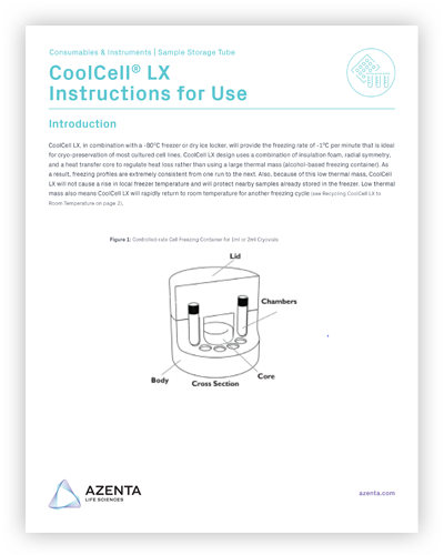 CoolCell® LX Cell Freezing Containers for 12 x 1ml or 2ml Cryo Tubes Instructions for Use