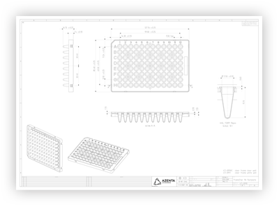 FrameStar 96 Well Semi-Skirted PCR Plate, ABI FastPlate Style Technical Drawing