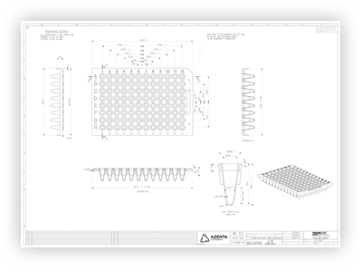 FrameStar Breakable Vertically PCR Plate, Low Profile Technical Drawing