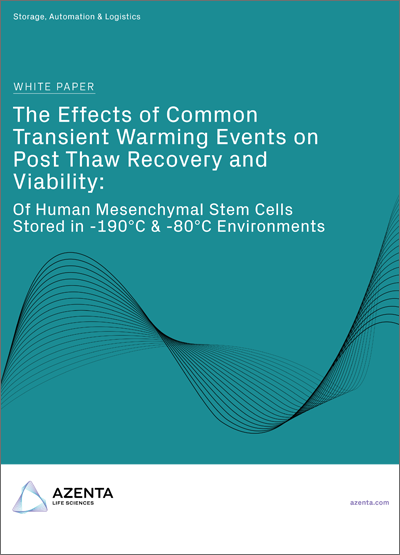 The Effects of Common Transient Warming Events on Post Thaw Recovery and Viability: Of Human Mesenchymal Stem Cells Stored in -190°C & -80°C Environments